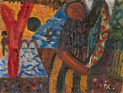 Figur vor Wasser by Ida Kerkovius, 1962, Oil on burlap, sold Oct 2012
