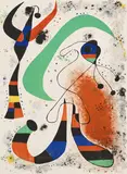 La nuit (Derrière le miroir) by Joan Miró, 1953, Lithograph in colors, sold Oct 2012