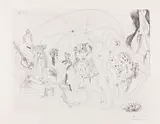 Pablo Picasso, Plaisanterie autour du bain turc. Jeux, musique, et gâteaux, 1971, Etching