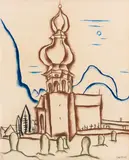 Walter Ophey, Kirche in Oberammergau, 1927, Pastel