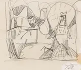 Otto Dix, Katze und Hahn, 1955, Pencil drawing