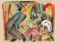 Lou Albert-Lasard, Mann mit Zylinder (Montmartre), 1925, Lithograph