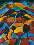 Heinrich Schlief, Landschaft, 1948, Oil on fibreboard