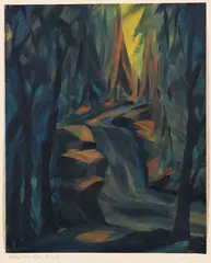 Christian Arnold, Abfallender Bach, 1918, Gouache
