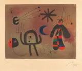 Joan Miró, L'oiseau fusée, 1952, Etching and aquatint in colours