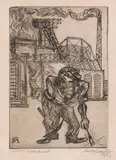 Conrad Felixmüller, Der alte Kohlenbergarbeiter, 1921, Etching
