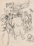 Rudolf Führmann, Straßenszene, 1930, Pen and India ink drawing