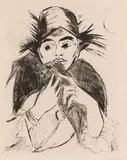 Max Pechstein, Frau mit Pelz, 1917, Drypoint