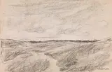 Max Liebermann, Freies Feld (Dünenlandschaft mit Dorfsilhouette)