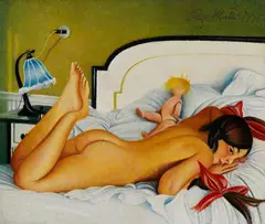 Kind mit Puppe by Richard Müller, 1946, Oil on panel, sold Oct 2012