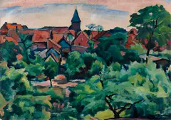 Paul Mechlen, Hitzacker an der Elbe, 1920, Oil on cardboard