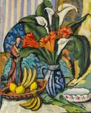 Johann Mutter, Stillleben mit Obstschale und Statuette, 1920, Oil on canvas