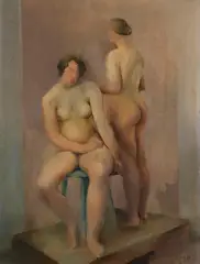 Zwei weibliche Akte by Fritz Gils, 1928, Oil on panel, sold Oct 2012
