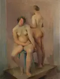 Fritz Gils, Zwei weibliche Akte, 1928, Oil on panel