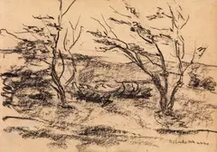 Bäume im Wind by Max Liebermann, 1890, Chalk drawing, sold Oct 2012