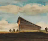 Franz Lenk, Torfhütte, 1928, Watercolor