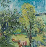 Franz Frank, Garten im Frühling, 1969, Oil on canvas