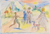 Ernesto de Fiori, Spaziergänger mit Hund vor Berglandschaft