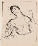 Cuno Amiet, Frau in Halbfigur, 1895, Pen and India ink drawing