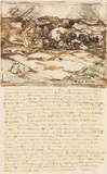 Adolf Hölzel, Häusergruppe bei La Panne, 1913, India ink drawing