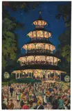 Otto Weil, Sommerabend am Chinesischen Turm in München, 1910, Watercolor