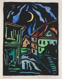 Heinrich Schlief, Nächtliche Stadt, 1913, Linocut