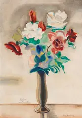 Fritz Stuckenberg, Blumenstrauß in Vase, 1930, Watercolor
