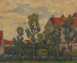 Heinrich Eberhard, Ansicht des Schlosses Brenz, 1930, Oil on panel