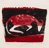 Ewald Mataré, Liegende Kuh (nach rechts), 1958, Woodcut in colors