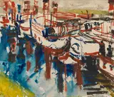 Ernst Hassebrauk, Kutter auf der Elbe, 1950, Watercolor