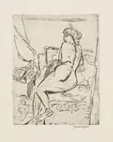 Jan Wiegers, Weiblicher Akt auf dem Bett liegend, 1925, Etching