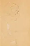 Brustbild eines Mädchens im Profil nach rechts - Kniestück im Profil nach rechts by Gustav Klimt, 1916, Pencil drawing, sold Jun 2012