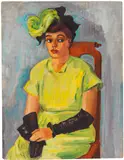Max Pechstein, Bildnis Freda Wermel in gelbem Kostüm