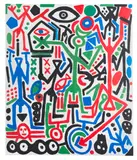 Ohne Titel by A. R. Penck, 1990, Acrylic on canvas, sold Jun 2012