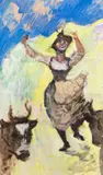 Lovis Corinth, Bayerisches Madl tanzend, 1919, Gouache