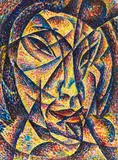 Thomas Ring, Ohne Titel (Abstrahierter kubo-futuristischer Kopf), 1919, Watercolor