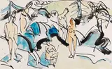 Figuren im Staffelalp-Tobel by Ernst Ludwig Kirchner, 1927, Pen and India ink, sold Jun 2012