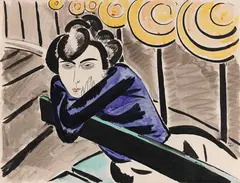 Frans Masereel, Sur le banc, 1923, Brush and India ink drawing