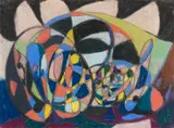 Adolf Hölzel, Abstrakte Komposition (Figuren in Ovalen), 1928, Pastel