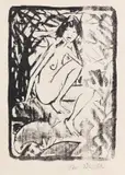 Otto Mueller, Sitzende vom Blattwerk umgeben (dunkle Fassung), 1923, Lithograph