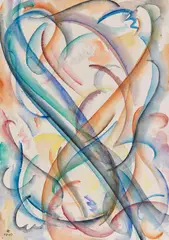 Ohne Titel (Geschwungene ungegenständliche Komposition) by Thomas Ring, 1919, Watercolor, sold Jun 2012