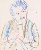 Porträt des Dichters Carl Goering (Dr. Robert Goering?) by Ernst Ludwig Kirchner, 1926, Chalk drawing, sold Jun 2012