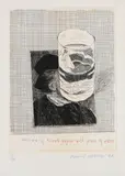 David Hockney, Postcard of Richard Wagner with a glass of water, 1973, Etching