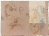 Mersad Berber, Ohne Titel (Zwei Pferdemotive mit Frauenportraits), 1980, Mixed media