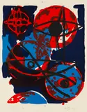 Ernst Wilhelm Nay, Rot aus Blau, 1964, Lithograph in colors
