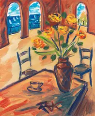 Summer Interior by Felix Samuel Pfefferkorn, 1977, Acrylic on fibreboard, sold Apr 2012