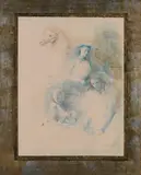 Mersad Berber, Ohne Titel (Frauenstudien und Pferdeportrait), 1981, Mixed media