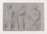 Henry Moore, Three cloaked figures, 1974, Lithograph in colors