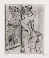 Otto Dix, Am Spiegel, 1922, Drypoint