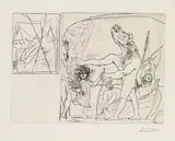 Pablo Picasso, Minotaure aveugle guidé par une petite fille aux fleurs, 1934, Drypoint